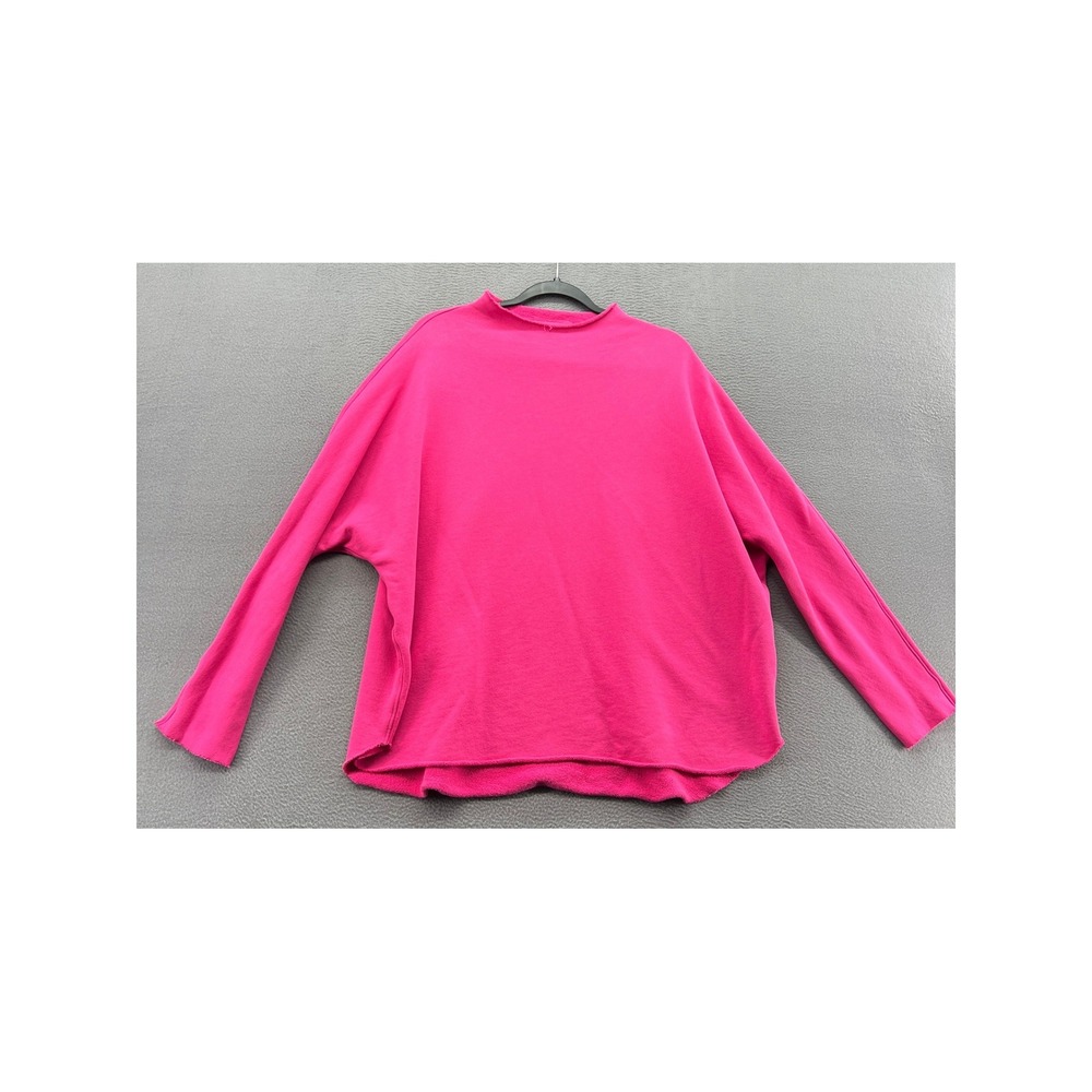 Frank & Eileen Sweatshirt L/XL Hot Pink Cotton French Terry Mock Neck LAB518TF